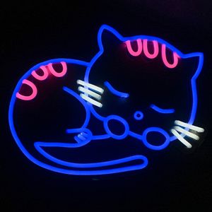 Mavi kedi işareti led neon ışıkları yatak odası ktv duvar dekorasyon halka açık yerler 12 v süper parlak