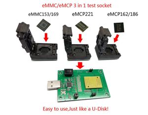 Freeshipping 11.5x13mm eMMC eMCP BGA soket 3 in 1 adaptörü ile USB Kart, BGA153 BGA169 BGA162 BGA186 BGA221 için, akıllı telefon veri kurtarma