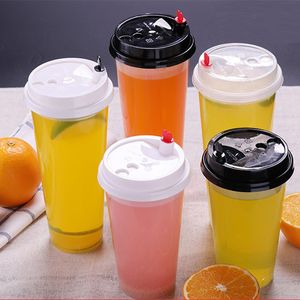 Plastik Tek Kullanımlık Plastik Bardaklar 700ml 24oz Kalın Soğuk Sıcak İçecekler Suyu Kahve Sadık Çay Kupası