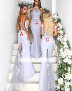 3 Stil Lavanta Nedime Kolsuz Ucuz Gelinlik Modelleri 50 Mermaid Sevgiliye Dantel Boncuklu Uzun Düğün Parti Elbiseler