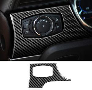 Copertura decorativa del telaio del pulsante dell'interruttore del faro in fibra di carbonio per accessori per interni auto Ford Mustang 15+