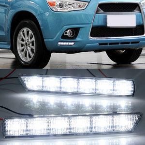 1 Çifti LED DRL Gündüz 2010 2011 2012 Işıklar Günışığı Su geçirmez Sis Far İçin Mitsubishi ASX Running