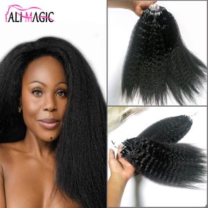Kinky Straight Curly Micro Loop Hair Extension Micro Ring Hair 18"20"22"24" 70g 100g 10 Colors Available China Factory Wholesale Cheap