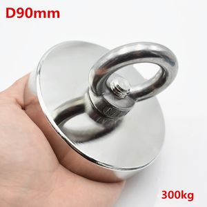 Freeshipping D90Mm Strong Powerful neodímio Ímã redondo do gancho Salvage Pesca Magnet Equipamento Sea 300 kg Titular Puxando montagem Pot