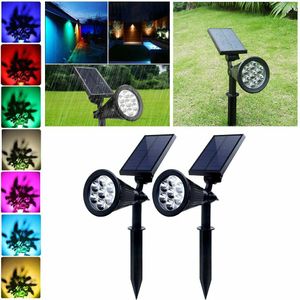 Outdoor Solar Focos 7 Cor Mudar LED Jardim luz mar impermeável ao ar livre luzes do ponto solares à prova de água ao ar livre