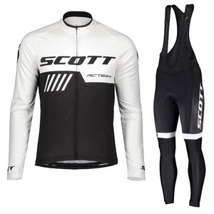 Scott Takımı Bisiklet Forması Önlüğü Pantolon Takım Elbise Erkekler Uzun Kollu MTB Bisiklet Kıyafetler Yol Bisikleti Giyim Yüksek Kaliteli Açık Spor Y21031226