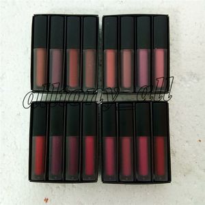 Marka Güzellik Lipgloss Elle seçilmiş Mini Sıvı Mat Ruj Kırmızı/ Pembe/ Kahverengi/ Çıplak Baskı 4 Stil Lipgloss