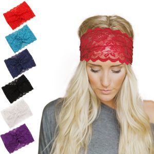 Kadın Moda Dantel Kafa Bayanlar Bohemian Saç Aksesuarları Headwrap Türban Kızlar Geniş Bantlar Headdress 8 renkler