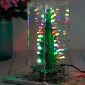 Бесплатная доставка DIY Kit RGB Flash LED Circuit Kit Красочные 3D Рождественские елки Kit MP3 Music Box с Shell Рождественский подарок Электронный Fun Suite