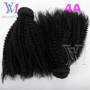 VMAE 4A İşlenmemiş Remy Virgin İnsan Saç 3 Paketler Doğal Renk Sınıf 11A Kütikül Bağlantısızlar% 100 Orijinal Saç Atkı Uzantıları