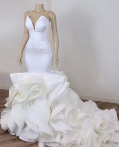 Новые дешевые белые арабские русалки Свадебные платья Свадебные платье