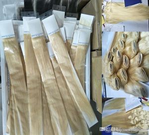 100g demet düz dalga sarışın renk 613 bakire insan saçı parçaları işlenmemiş Rus saç atkı ücretsiz kargo