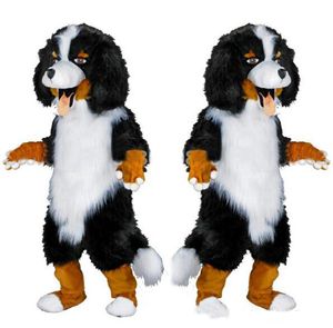 2019 Costume da mascotte per cani da pastore nero bianco personalizzato dal design veloce Costume da personaggio dei cartoni animati per forniture per feste Taglia per adulti