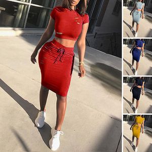 Sıcak 2018 Yeni Moda Iki Parçalı Set Yaz Elbiseler Kadın Seksi Patchwork Kokteyl Parti Bodycon Bandaj Elbise Toptan D19011104