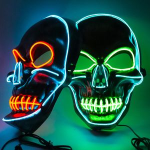 Оптовая вечеринка маскируется с двумя черепами, мигающая маска на рождественскую вечеринку Хэллоуин Ужас Страшный творческий светодиодный светодиодный световой маски может быть настроена