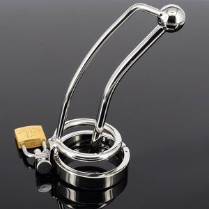 Virginity Lock Sex Toy Male Metal Chastity Belt With Urethral Sound Penis Ring Stainless Steel Cock Cage Device Penis Plug Urethral Catheter
