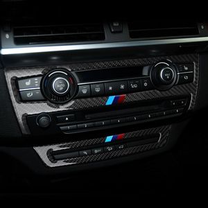 Углеродное волокно Refit Car Интерьер AC CD контроль декор рам рамы пересматривать панель наклейка панели для BMW E70 E71 x5 x6 2008-2013