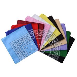 100% algod￣o de algod￣o bandanas u Unisex headwear band s￩fas len￧os de cachecol de pulseira de bolso vintage shawl quadrado de cabe￧a m￡gica