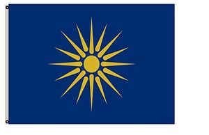 Alta qualidade grega macedonia bandeira bandeira capital 3x5ft 90x150cm festival festival presente esportes 100d poliéster impresso bandeiras e banners voando!