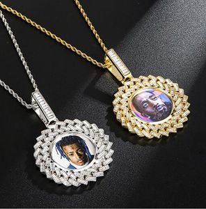 Пользовательские круглые кубинские фото подвески Hiphop фотографии подвеска ожерелье подарки Zircon подвеска для мужчин женские украшения