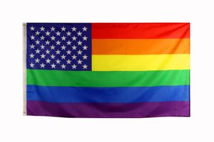 % 100 Polyester Asma 90x150cm LGBT Eşcinsel Gurur Gökkuşağı ABD Amerikan Eşcinsel Bayrağı 3 x 5 Dekorasyon için