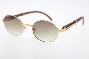 Yuvarlak Vintage Altın Ahşap Güneş Gözlüğü 51551348 Erkekler Ünlü Çerçeve Dekor Çerçeve Gözlük Kaliteli Moda Metal Gözlük Boyutu: 55-22-135mm