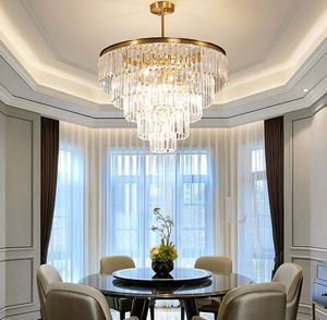 Современный Top Luxury Clear Кри освещения Round Gold Hotel Lobby люстры для гостиной LED Крытый светильники MYY