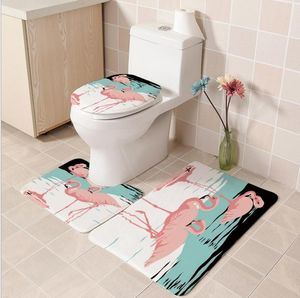 Üç parçalı banyo halı tuvalet seti tuvalet seti karikatür hayvan mat kaymaz paspas ins tuvalet mat rüzgar