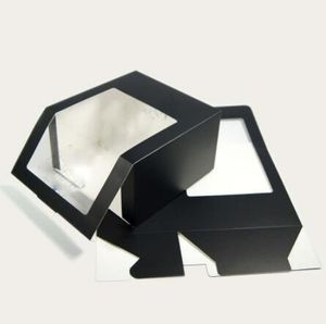 50шт Classic Black Paper Folding Box с ПВХ окна партии Подарочная коробка Шляпы Упаковка коробки Оптовая