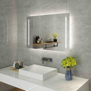 Specchio da bagno rettangolare con montaggio a parete a LED illuminato verticalmente, antiappannamento, dimmer, tocco, camera da letto, mobili per la casa, specchio cosmetico per trucco