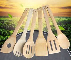 Bambu Kaşık Spatula 6 Stilleri Taşınabilir Ahşap Eşyası Mutfak Pişirme Turners Oluklu Karıştırma Tutucu Kürekler JXW181