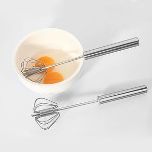 Durable Mini Manual Self Turning Stainless Steel Push Hand Whisk Stirrer Turbo Miracle Mixer Foamer Rotate Blender