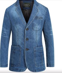 Moda-Erkek Tasarımcı Ceketler Kış Denim Mavi Blazers Tarzı Mont Ceket Tek Göğüslü 4XL Ceket