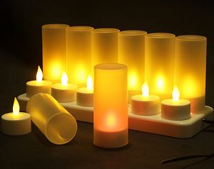 1 Takım = 12 adet Alevsiz LED Mum Şarj Edilebilir TeaLight Gece Lambası Doğum Günü Düğün Dekorasyon Parti Yemeği Dekor için