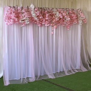 Özelleştirilmiş Düğün arka Düğün Sahne Kutlama Arkaplan Saten Perde Hayta Pillar Tavan Backdrop Evlilik dekorasyon Veil
