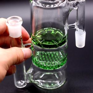 Nargile recycler petek ashcatcher 18mm çift perkolator bong kül yakalayıcıları iki fonksiyonlu bubbler boru el üflemeli yağ kuleleri aksesuarları