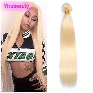 Peruvian Virgin Human Hair Extensions Blonde Body Wave Deep Curly One Bundle 613 Color Double Wefts 10-32inch Blonde Straight Yirubeauty