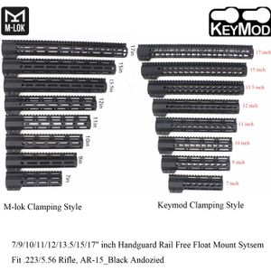 7/9/10/11/12/13.5/15/17'' inç Keymod/M-lok Sıkma Stili Handguard Ray Picatinny Montaj Sistemi_Siyah Anodize