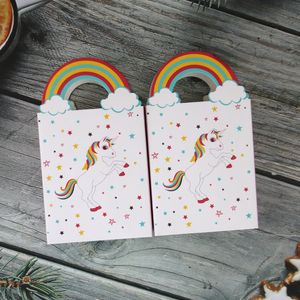 Şeker Çanta Gökkuşağı Sevimli Karikatür Küçük Snack Kurabiye Çikolata Paketleme Doğum Günü Düğün Şükran Tatil Mini Hediye Kutusu