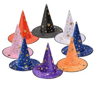 Хеллоуин костюмы ведьма шляпа ну вечеринку косплей реквизит фестиваль украшения крутые ведьмы волшебник звезды шляпы для детей взрослых цена от производителя дешево-продажа