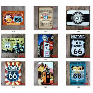 ROUTE 66 Targa in metallo Piastra metallica Ferro Dipinto Camera dei bambini Muro Bar Caffè Casa Arte Artigianato Decor 30X20 CM JK2006XB