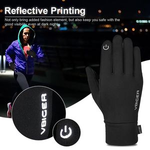 Fashion-Vbiger Unisex Winter Gloves Soft Sports Antislip Touch Screen Gloves Warm Texting Reflective Printing
