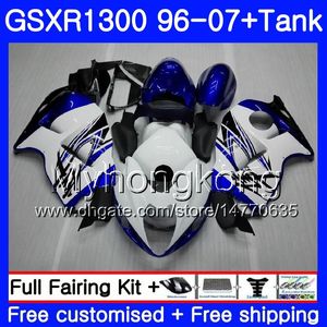 SUZUKI Hayabusa GSXR 1300 GSXR1300 için Vücut 96 97 98 99 00 01 07 333HM.34 Mavi beyaz GSX R1300 1996 1997 1998 1999 2000 2001 2007 Fairing