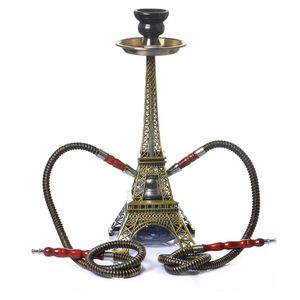 Paris Eyfel Tower Style Hookah Shisha Kit 40cm Yükseklik Sigara Boru İki Hortum Set Yenilikçi Tasarım Narguil Sheesha Narghile