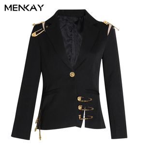 Blazer da donna con lacci patchwork scava fuori con intaglio a maniche lunghe slim elegante abito femminile 2019 moda autunno nuovo