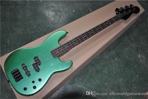4 dizeler Metalik Yeşil Vücut Elektrik Bas Gitar sabit köprü, siyah tuner ve köprü ile özelleştirilebilir