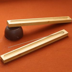 Venda por atacado Suporte de incenso de bambu natural Lâmpadas Ash Catcher Burner Stand Fragrâncias domésticas para sândalo e madeira de ágar Incenso em bastão