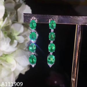 KJJEAXCMY boutique jewelry 925 sterling silver inlaid Natural Emerald Fine Women's earrings support detection beauty