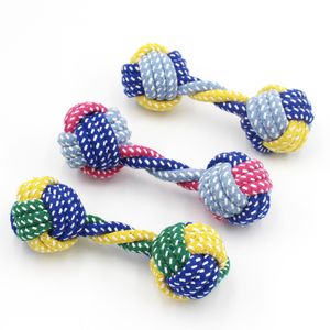 Cat dog toy 19*6cm pet candy color cotton rope dumbbell toy dog bite rope wear clean tooth ropes cotton rope ball pet supplies