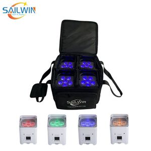 İspanya Stok 4x Sailwin 6x18W RGBWA+UV 6IN1 LED PAR DJ DISKO ADAK DMX Pil Kablosuz LED PAR LIGHT SMART MOBİL PAR YAZICI WIH Seyahat Çantası Projektör